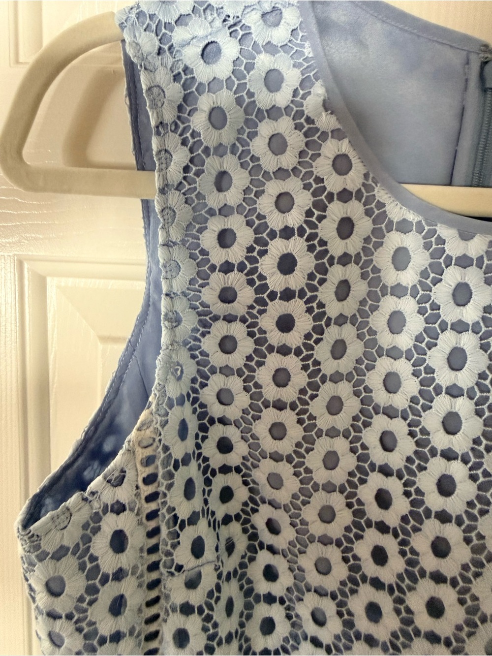J. Crew Gorgeous Women's Light Blue Lace Peplum Sleeveless Top - Picture 6 of 10